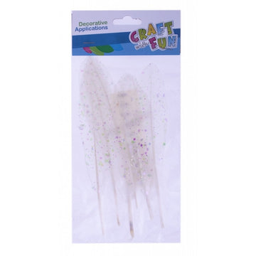 Accesorii creatie - pene, albe confetti, 18-20cm, set 6 buc, 12x27x1 cm, Craft with Fun, 463669