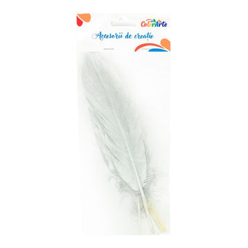 Accesorii creatie - pene argintii, 15-20cm, set 4 buc, Colorarte