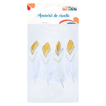 Accesorii creatie - pene cu sclipici, 18-21cm, set 4 buc, Colorarte MTCR-FE027
