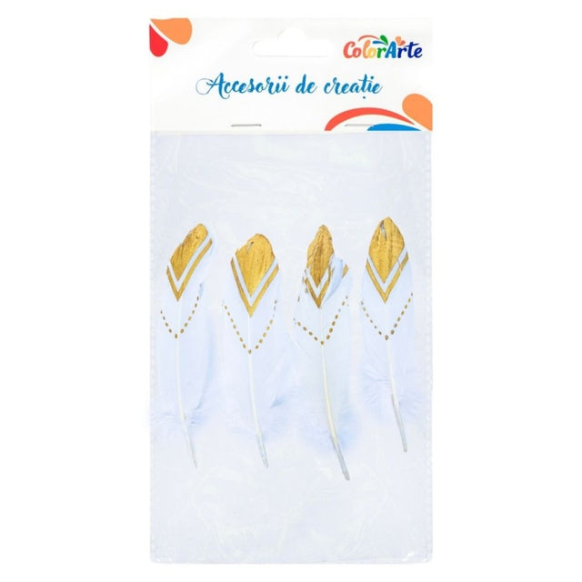 Accesorii creatie - pene cu sclipici, 18-21cm, set 4 buc, Colorarte MTCR-FE027