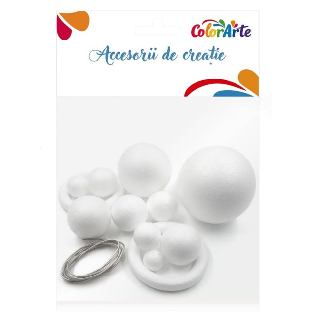 Accesorii creatie - polistiren - Sistem Solar, Colorarte, set de 13 buc