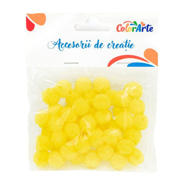 Accesorii creatie - Pom Pom, galben, 10mm, set 50 buc, Colorarte, MY23