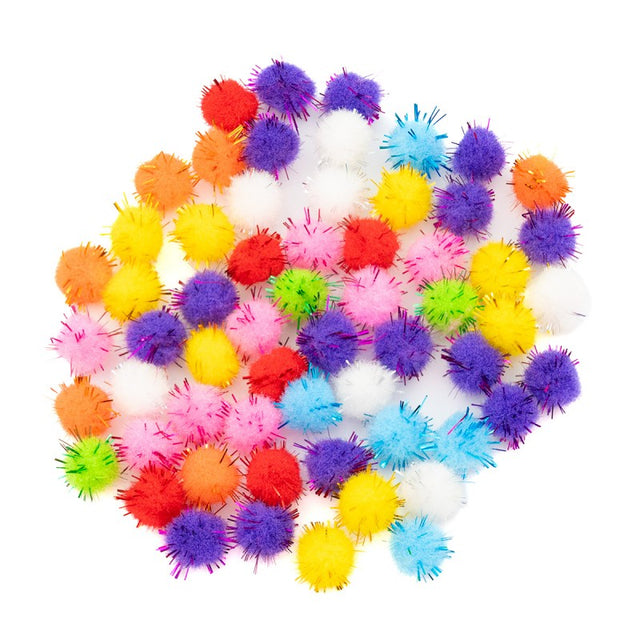 Accesorii creatie - Pom Pom textil cu sclipici, diverse culori, 10mm, VRAC, set 2000 buc, Colorarte