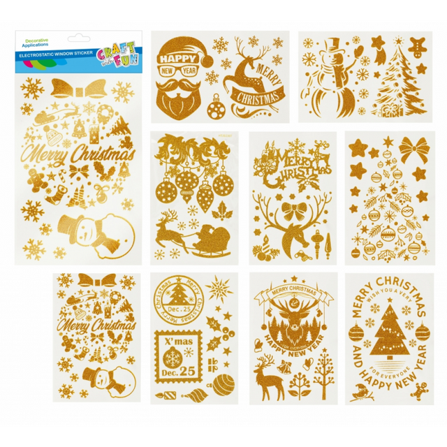 Abtibilduri - Craciun, 21x38cm, pentru ferestre, set 8 buc, Craft with Fun, 521595 / HTJD2307