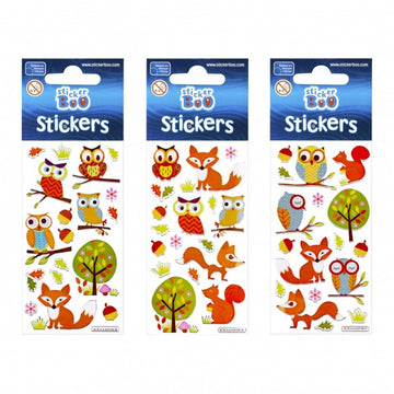 Abtibilduri - animalute padure, set 17 buc, Sticker Boo, 382525