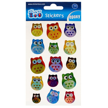 Abtibilduri - bufnite mari, set 15 buc, Sticker Boo, 493729