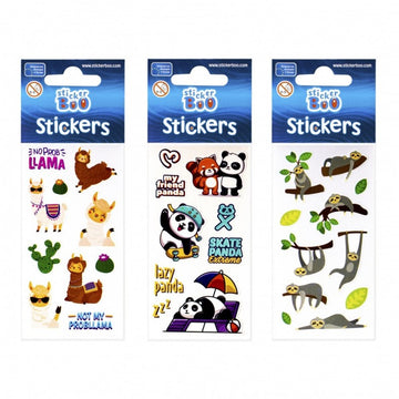 Abtibilduri - lenes, lama, panda, set 9-10 buc, 7x18 cm, Sticker Boo, 471544