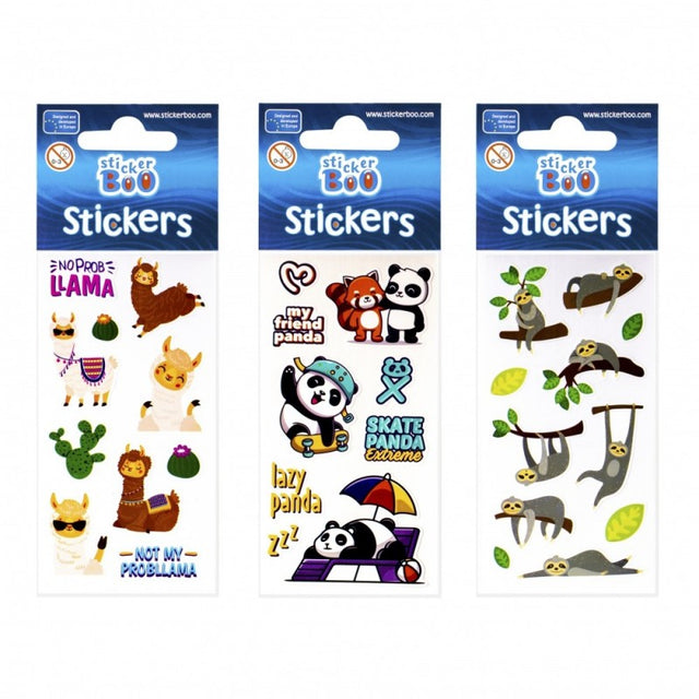 Abtibilduri - lenes, lama, panda, set 9-10 buc, 7x18 cm, Sticker Boo, 471544