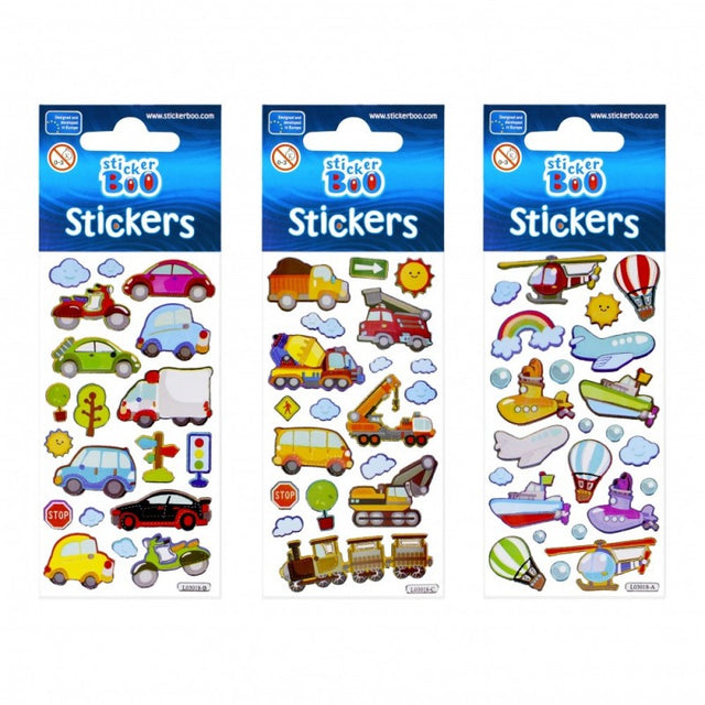 Abtibilduri - masinute, set 19 buc, 7x18 cm, Sticker Boo, 382527