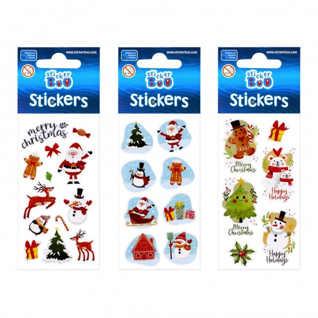 Abtibilduri - reni, Mos Craciun, brad, set 8-13 buc, 18x7 cm, Sticker Boo, 476941
