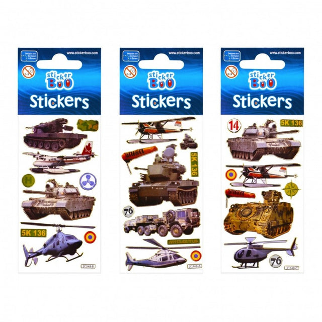 Abtibilduri - vehicule militare, set 9-10 buc, Sticker Boo, 225022