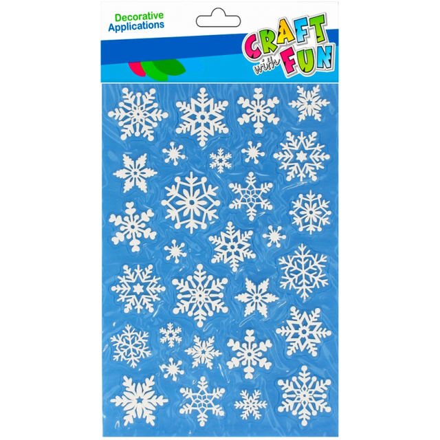 Abtibilduri - fulg de nea, pentru ferestre, set 30 buc, Craft with Fun, 521661
