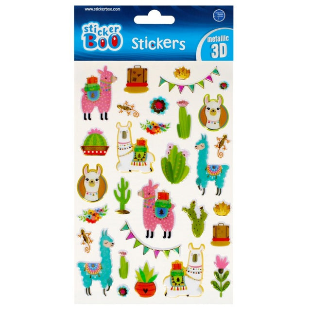 Abtibilduri - lama, 3D, metalic, set 30 buc, 26x14 cm, Sticker Boo, 493710