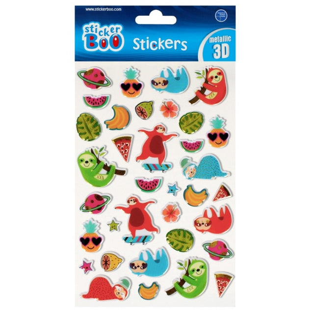 Abtibilduri - lenes, 3D, metalic, set 35 buc, 14x26 cm, Sticker Boo, 493713
