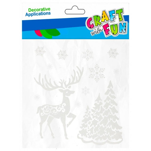 Abtibilduri - ren de Craciun, pentru ferestre, set 11 buc, Craft with Fun, 501427
