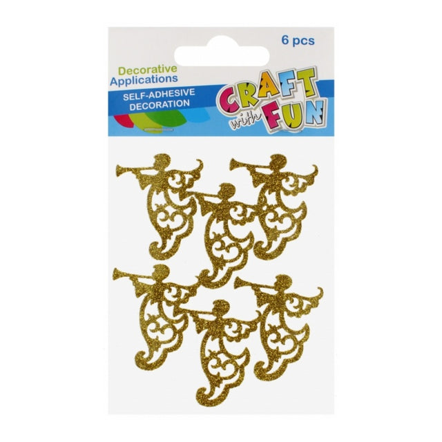 Accesorii creatie - stickere autoadezive - ingeri decorativi, aurii, 10x17 cm, set 6 buc, Craft with Fun 521540