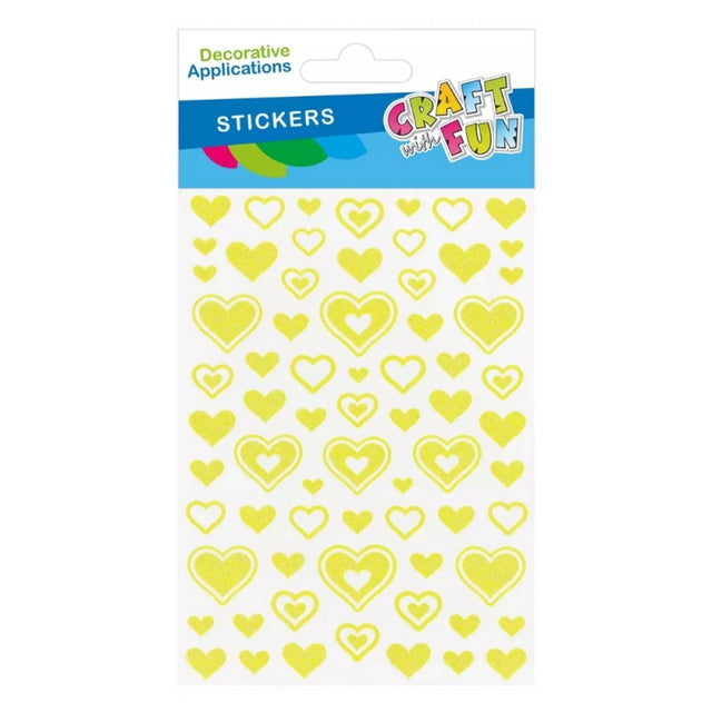 Accesorii creatie - stickere autoadezive - inimioare galbene, 13x22 cm, Craft with Fun 567525