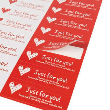 Accesorii creatie - stickere autoadezive - inimioare Just For You, 5.5x1.5cm, alb / rosu, set 200 buc