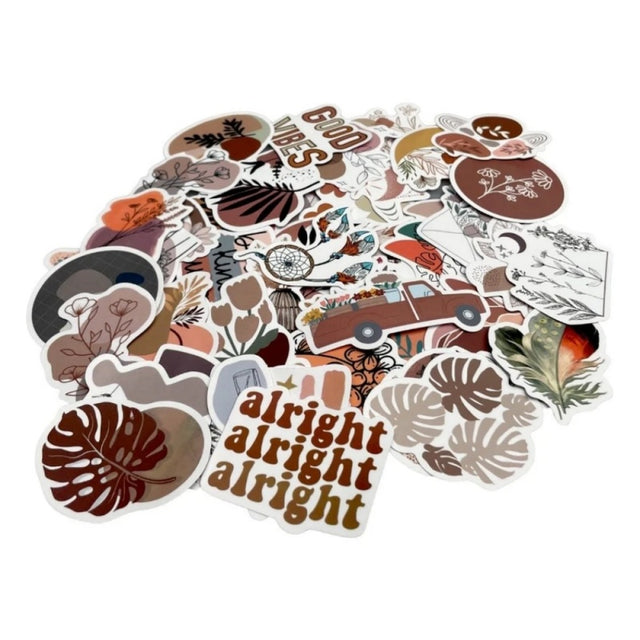 Accesorii creatie - stickere autoadezive - tema florala, mici, hartie, set 50 buc