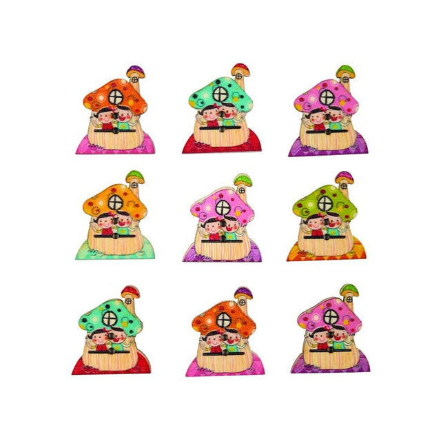 Accesorii creatie - lemn - casuta povesti, set 10-12 buc, Colorarte