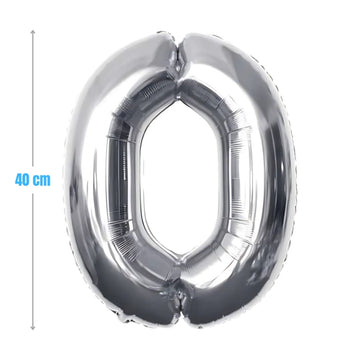 Baloane aniversare PartyGo cifra 0, 40cm, argintiu, FB0001