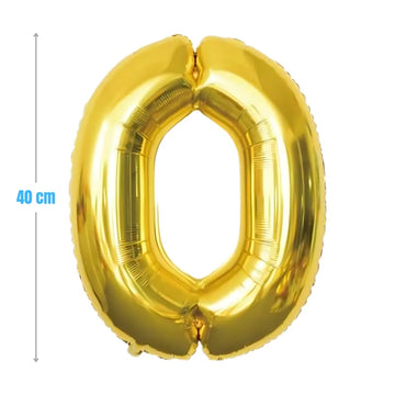 Baloane aniversare PartyGo cifra 0, 40cm, auriu, FB0011