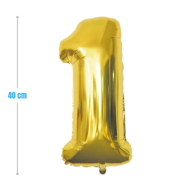 Baloane aniversare PartyGo cifra 1, 40cm, auriu, FB0012
