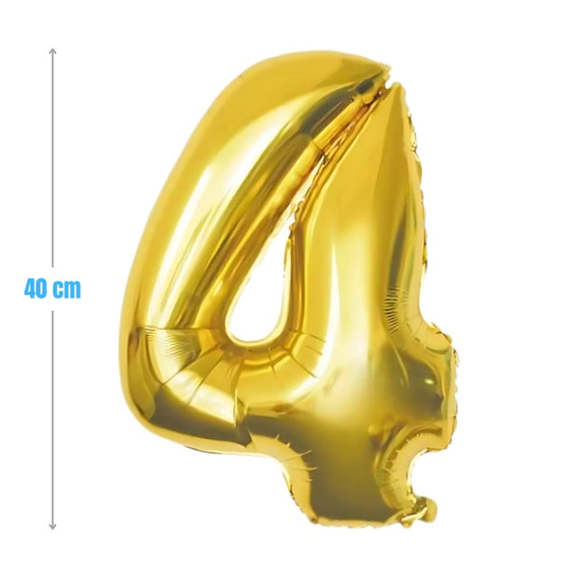 Baloane aniversare PartyGo cifra 4, 40cm, auriu, FB0015
