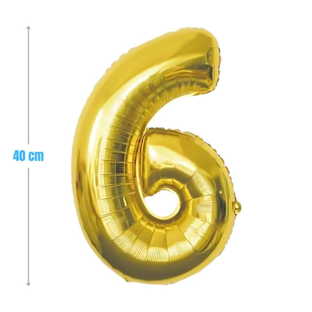 Baloane aniversare PartyGo cifra 6, 40cm, auriu, FB0017