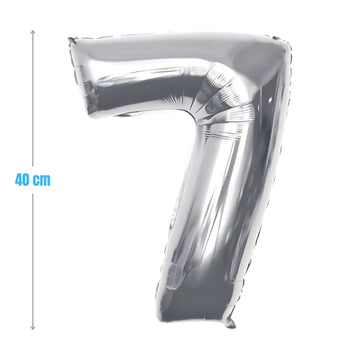 Baloane aniversare PartyGo cifra 7, 40cm, argintiu, FB0008