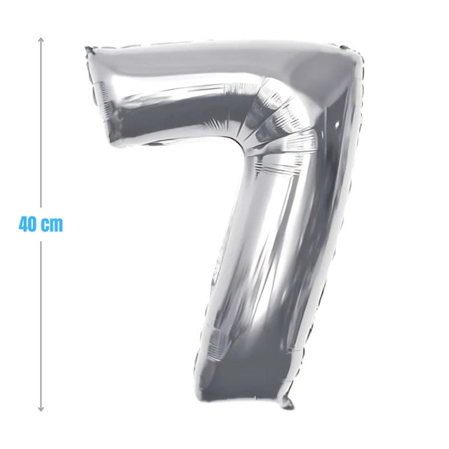 Baloane aniversare PartyGo cifra 7, 40cm, argintiu, FB0008