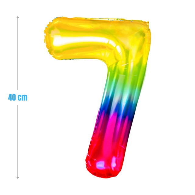 Baloane aniversare PartyGo cifra 7, 40cm, curcubeu, FB0826