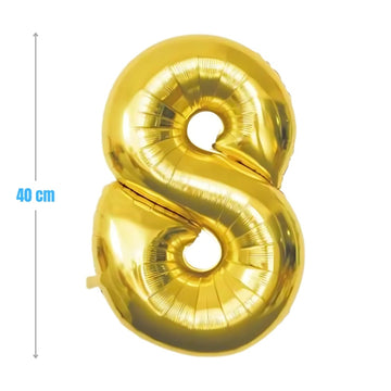 Baloane aniversare PartyGo cifra 8, 40cm, auriu, FB0019
