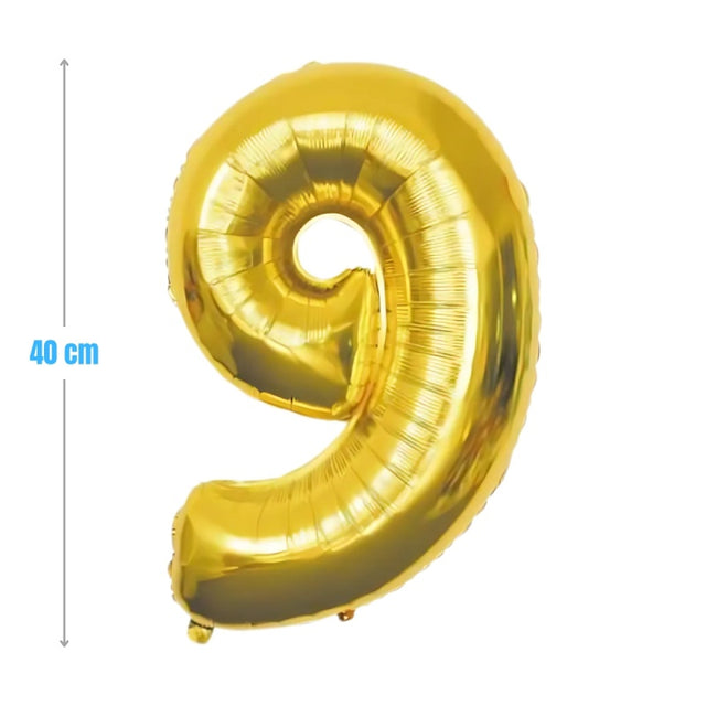 Baloane aniversare PartyGo cifra 9, 40cm, auriu, FB0020