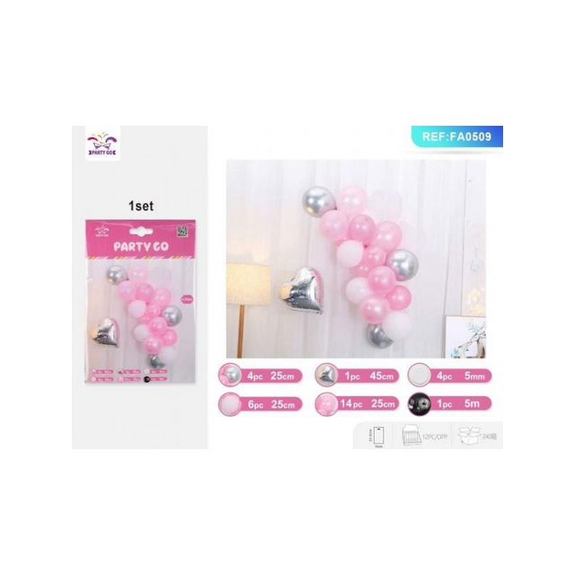 Ghirlanda din baloane PartyGo, roz, FA0509, set 30 buc