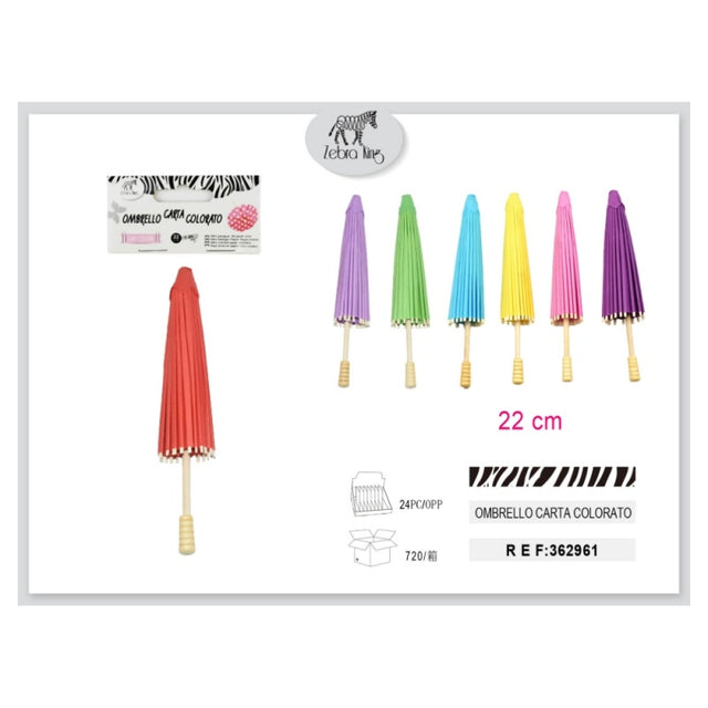 Accesorii petrecere Zebra, umbreluta de carte, 22cm, diverse culori, 362961
