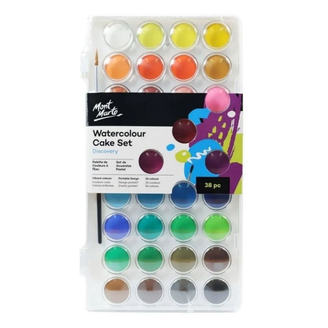 Acuarele Mont Marte PMHS0038, Watercolours, 36 culori + pensula, pastila 23.5mm
