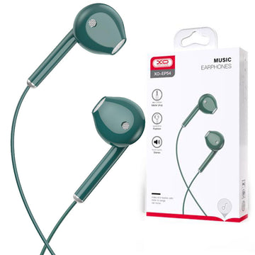 Casti cu Fir XO EP54, In Ear, 3.5mm, 1.2m, Mic & Volume Key, HiFi - Verde