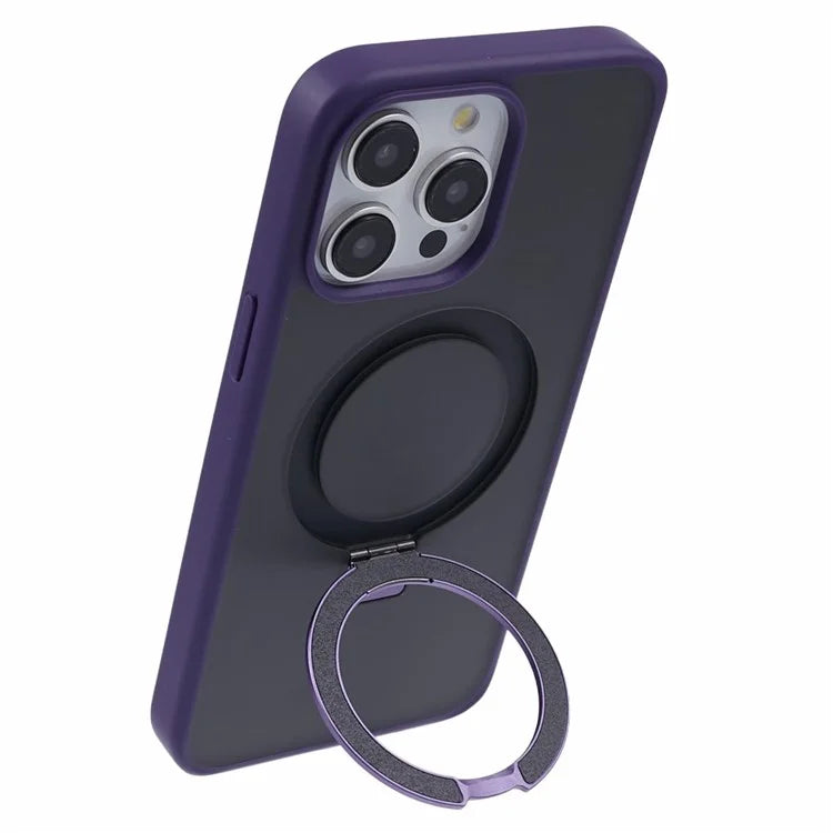 Husa Mike's - iPhone 15 Plus, AntiDrop, cu MagSafe, Inel Stand, Grey / Purple