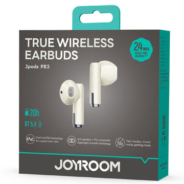Casti Wireless Joyroom JR-PB3, Ear Buds, BT 5.4, 25/300mAh, 6h, Power LED, Waterproof - Bej