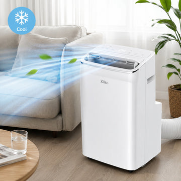 Aer conditionat mobil Zilan ZLN1054, 12000 BTU, 3 in 1 racire dezumidificare ventilatie, WiFi, telecomanda, alb