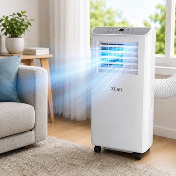 Aer conditionat portabil Zilan ZLN2495, 7000 BTU, functie racire dezumidificare ventilatie, telecomanda, alb