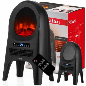 Aeroterma ceramica semineu Zilan ZLN5664 neagra 2000W, LED, telecomanda