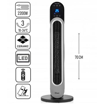 Aeroterma turn Zilan ZLN5657 negru 2200W, LED, telecomanda