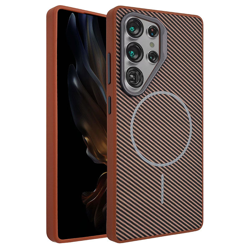 Husa MagFiber - Samsung S25 Plus, Carbon MagCase, AntiShock, Brown