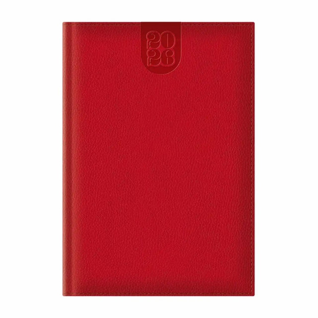 Agenda A4 datata 2026 Dakota EJ-1404, 128 pagini ivory, coperta buretata rosie, cu margini aurii