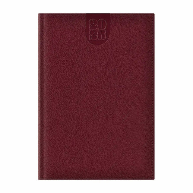 Agenda A5 datata 2026 Dakota EJ-1414, 336 pagini ivory, coperta buretata bordeaux, cu margini aurii