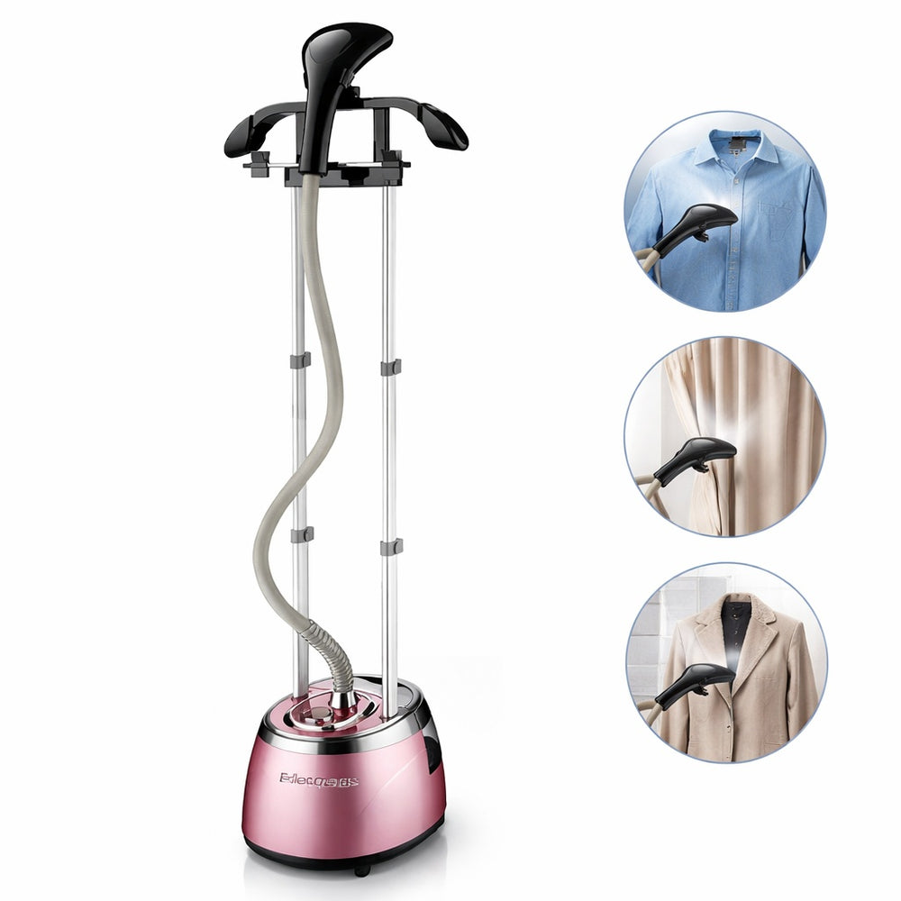 Aparat de calcat vertical cu aburi Hoffmans, 2000W, Rezervor Detasabil 3L, Incalzire Rapida 45s, Roz
