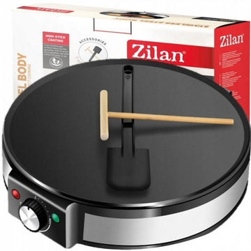 Aparat pentru preparat clatite ZILAN ZLN2922 – 1200W, Plita 30cm, Temperatura reglabila, Inox/Negru