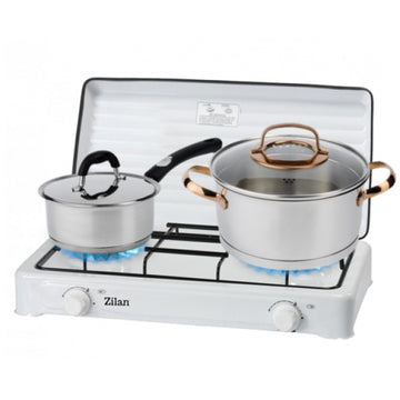 Aragaz 2 ochiuri Zilan ZLN-0025, alb, doar GPL butelie, compact, protectie emailat